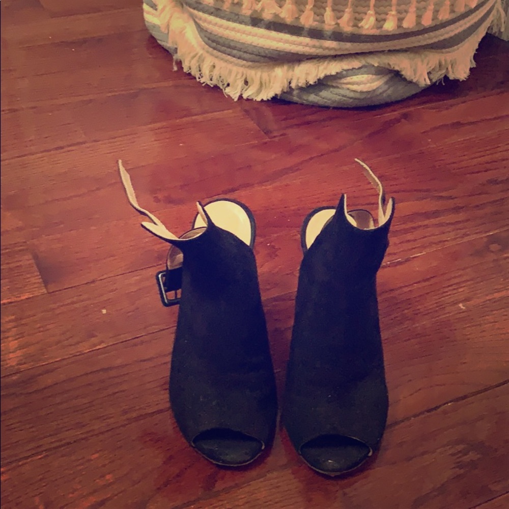 Black Peep Toe Mules